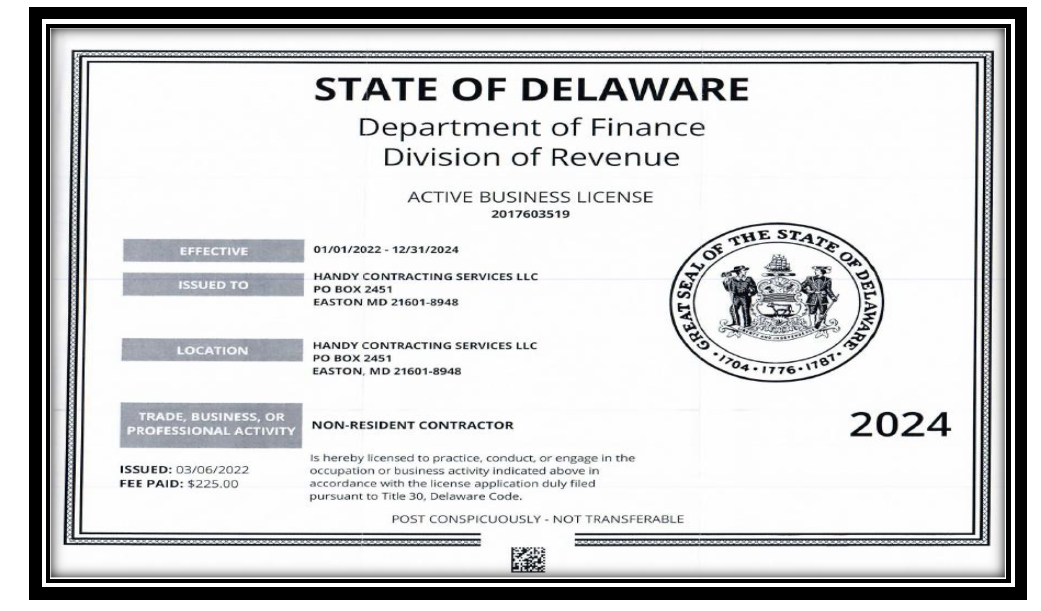 Delaware License